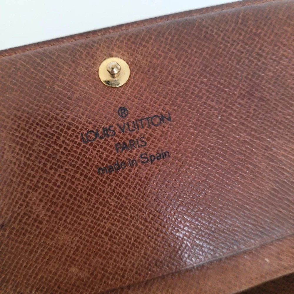 Louis Vuitton Monogram Canvas Bifold Wallet Brown Leather CA0928 Made in Spain
